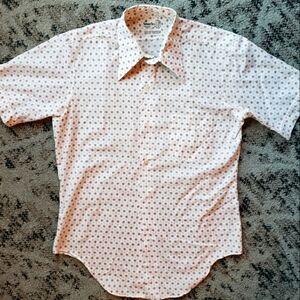 Vintage Permanent Press Shirt Polka Dot Print Medium 1980d